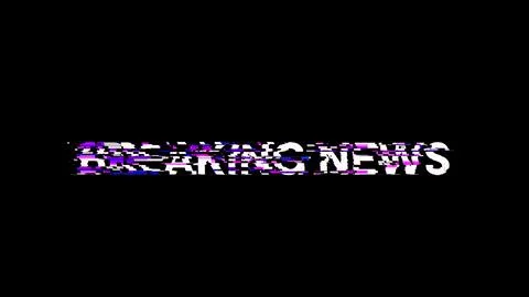 3D rendering breaking news text with screen effects of technological glitches Stock-Illustration