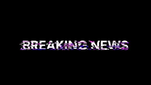 3D rendering breaking news text with screen effects of technological glitches Stock-Illustration
