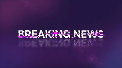 3D rendering breaking news text with screen effects of technological glitches Stock Illustration