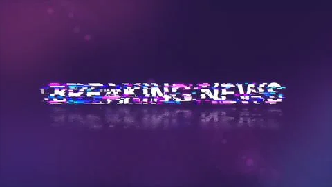 3D rendering breaking news text with screen effects of technological glitches Stock Illustration