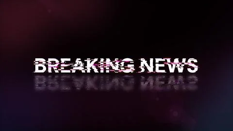 3D rendering breaking news text with screen effects of technological glitches Stock Illustration