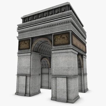 A 3D rendering of a brick structure with stout pillars, arches, and ancient E Stock Illustration