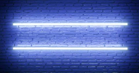 3d rendering. Brick wall illuminated by a neon blue light. Abstract backgroun Stock Illustration