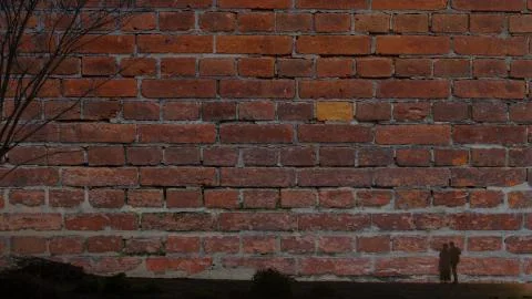 3d rendering of brick wall with nice painting like background and chinese wor Stock Photos