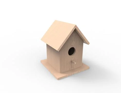 3d rendering of a brid house isolated in white studio background Stock Illustration