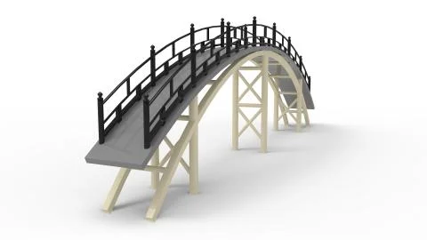 3d rendering of a a bridge isolated in a bright studio background Ilustración de archivo
