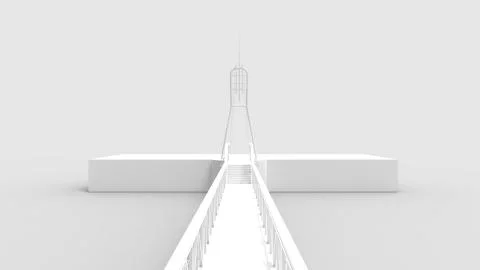 3d rendering of a a bridge isolated in a bright studio background Ilustración de archivo