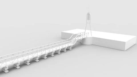3d rendering of a a bridge isolated in a bright studio background Ilustración de archivo