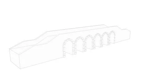 3d rendering of a bridge isolated in white background Ilustración de archivo