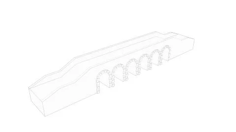 3d rendering of a bridge isolated in white background Ilustración de archivo