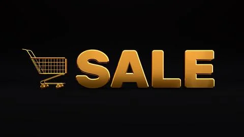 3D rendering of a bright attractive advertisement. Large golden letters SAL.. Stock Illustration