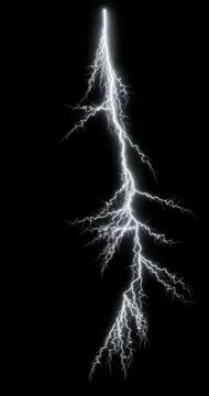 3d rendering. A bright flash of lightning. Thunderstorm isolated on black bac Stock Illustration