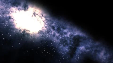 3D rendering of a bright galaxy consisting of nebulae and star clusters Illustrazione stock