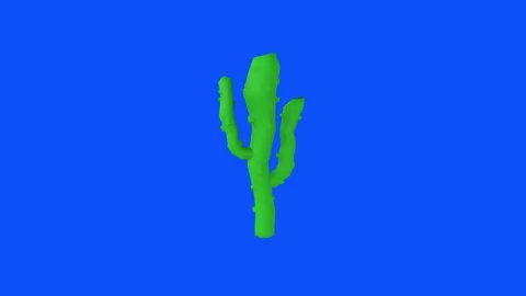 3D rendering of a bright green cactus against a blue background Stock Footage 287985759