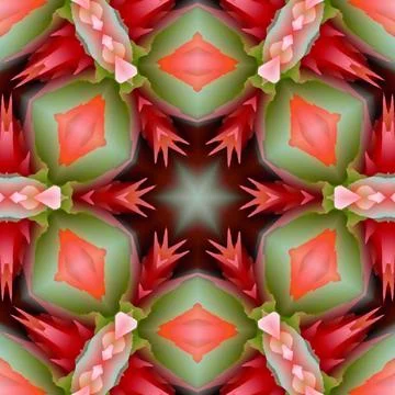 3D rendering of a bright kaleidoscope pattern with floral design elements イラスト素材