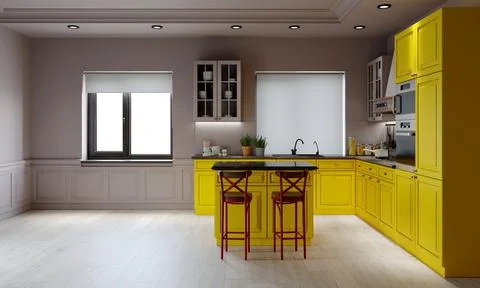 3d rendering. Bright kitchen design. Stockillustratie
