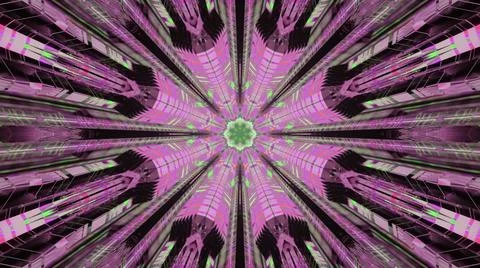 3D rendering of a bright neon pink tunnel exploding with sharp edges Stockillustratie
