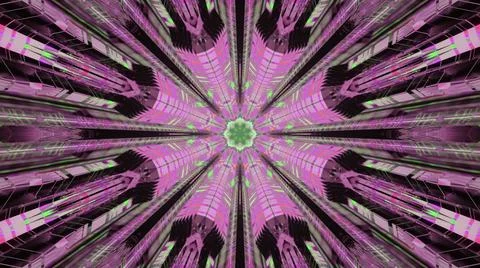 3D rendering of a bright neon pink tunnel exploding with sharp edges 스톡 일러스트
