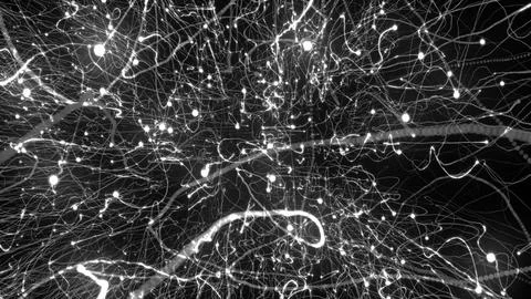 3D rendering of bright particles fill the space with jets of energy and light 스톡 일러스트