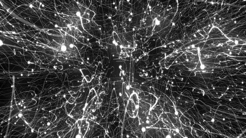 3D rendering of bright particles fill the space with jets of energy and light Stock Illustration