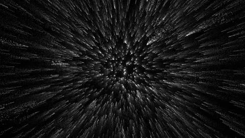 3D rendering of bright particles fill the space with jets of energy and light Stock Illustration