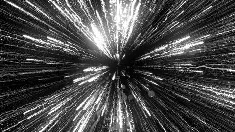 3D rendering of bright particles fill the space with jets of energy and light Stock Illustration
