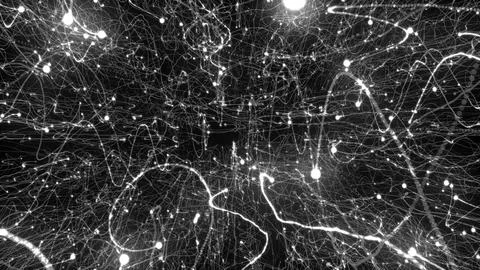 3D rendering of bright particles fill the space with jets of energy and light Stock Illustration