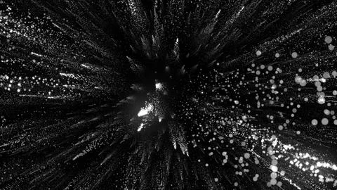 3D rendering of bright particles fill the space with jets of energy and light Stock Illustration