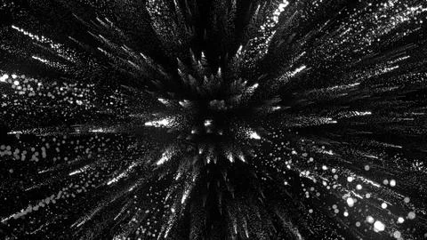 3D rendering of bright particles fill the space with jets of energy and light Stock Illustration