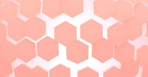 3D Rendering Bright pink skin hexagon cells macro. Human skin texture background Stock Illustration