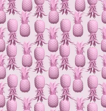 3d rendering of bright tiki style seamless pattern with pineapples. イラスト素材