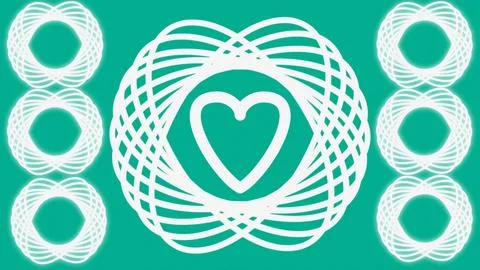 3D rendering bright white circle mandala pattern with heart shape isolated .. Illustrazione stock