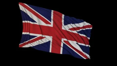3D rendering of a british flag. The flag develops smoothly in the wind 库存照片