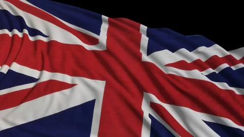 3D rendering of a british flag. The flag develops smoothly in the wind 写真素材