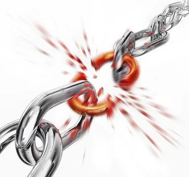 3D rendering of a broken chain Stockillustratie