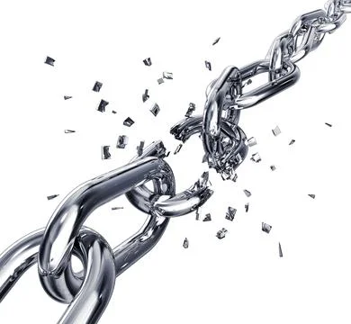 3D rendering of a broken chain 스톡 일러스트