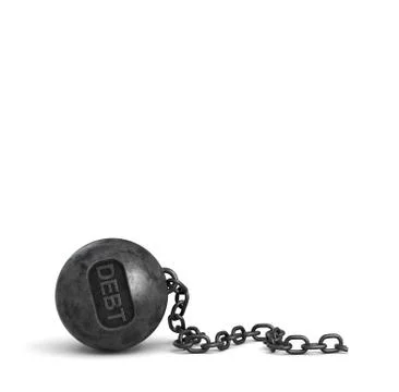 3d rendering of a broken iron chain that used to hold a large iron wrecking ball Stock Illustration