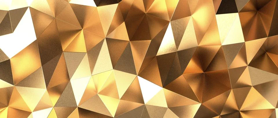 3D rendering of bronze color triangle design templates brochures Stock Photos