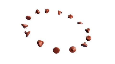 A 3d rendering of brown chocolate chips flying around like solar system orbit Stock Illustration