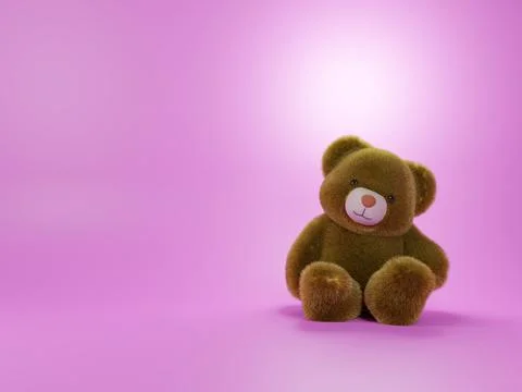 3d rendering of brown teddy bear on pink background Stock Illustration