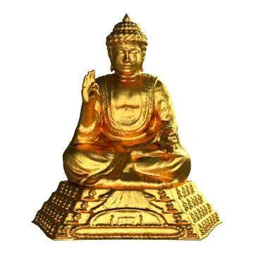 3D Rendering Buddha Statue on White Stock Illustration