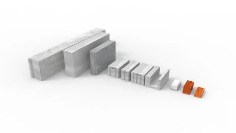 3D rendering of building blocks bricks isolated concrete stone white Ilustración de archivo