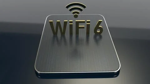 3D rendering  building on tablet for wifi 6 concept. Fotos de archivo