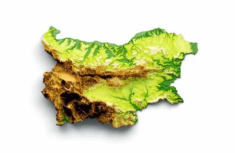 3D rendering of the Bulgaria topographic map on a white background Illustrazione stock