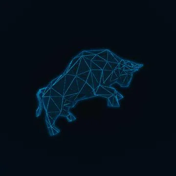 3d rendering of bull . Abstract night sky background Stock Illustration