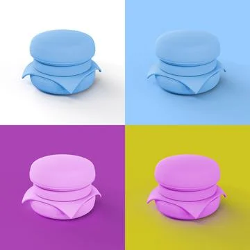 3D rendering of a burger presented in four different color schemes Ilustración de archivo