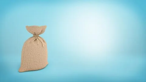 3d rendering of a burlap money bag on blue background. Stock Illustration