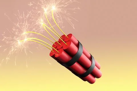3D rendering of a burning pack of dynamite Stock Illustration