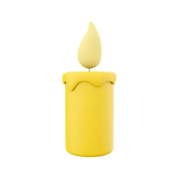 3D rendering of a burning yellow wax candle. Burning yellow candle 3D rendering Stock Illustration