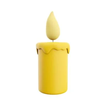 3D rendering of a burning yellow wax candle. Burning yellow candle 3D rendering Stock Illustration